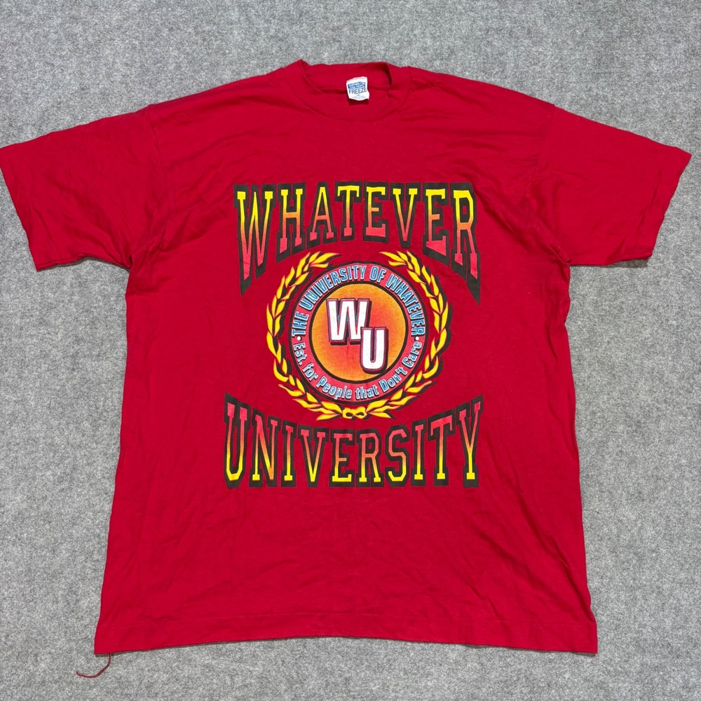 Vintage Freeze Whatever University Graphic T-Shirt Red 2XL Novelty 90s Tee